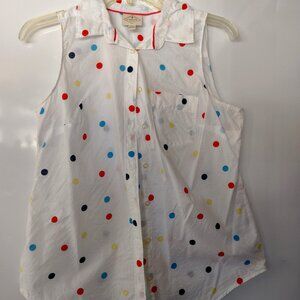 ST JOHN'S BAY SHIRT BLOUSE SLEEVELESS MULTICOLOR POLKA DOT